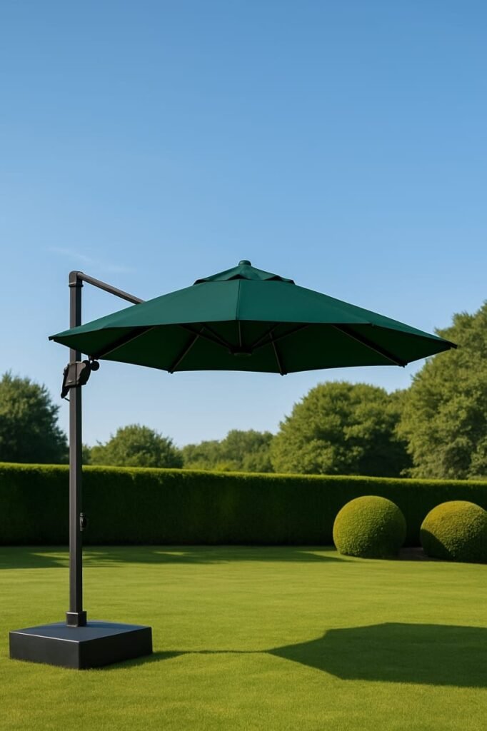 cantilever umbrella in garden setting in dubai