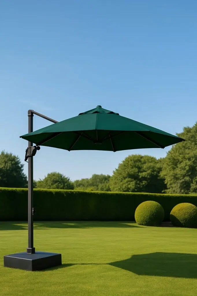 cantilever-umbrella-dubai cantilever umbrella in garden setting in dubai